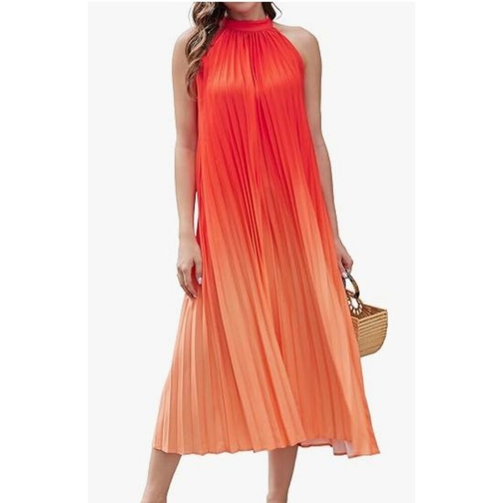 Szidecgqi Orange Ombre Trapeze Gown 2XL NWT Boho Resort Maxi Dress